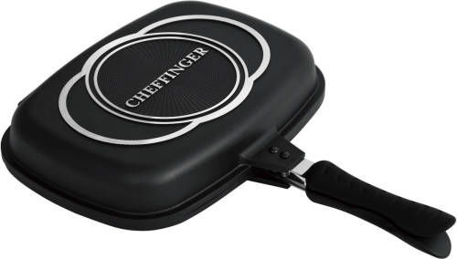 Cheffinger - Dubbele Grillpan 36cm - Zwart