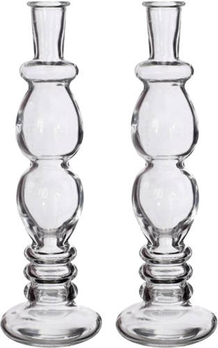 Ideas 4 Seasons Bloemenvaas Florence - 2x - transparant glas - helder - D9 x H28 cm - Vazen