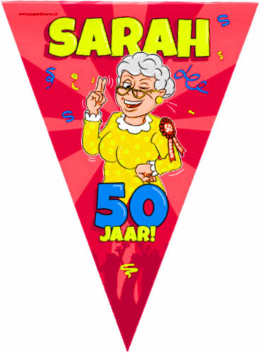 Paperdream Vlaggenlijn 50 jaar Sarah versiering/decoratie 10 meter - Vlaggenlijnen