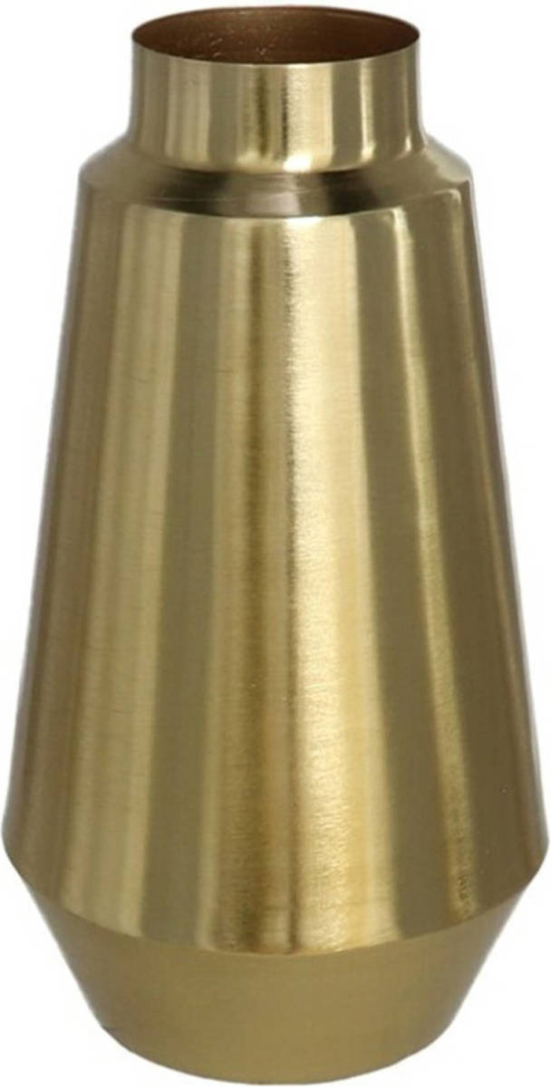 Gerimport Bloemenvaas van metaal 30 x 16 cm kleur metallic goud - Vazen