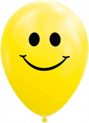 Globos Wefiesta ballonnen smile 12 cm latex geel 8 stuks