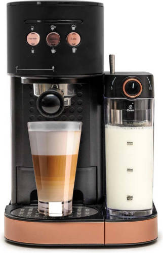 BluMill Koffiemachine - Pistonmachine - Incl. automatische melkschuimer - Zwart/Rosé