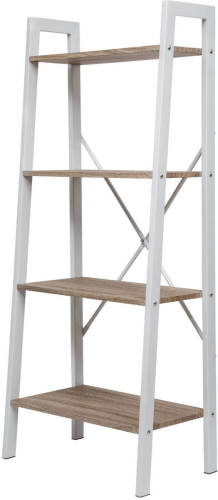 VDD Wandkast Stoer metaal hout industrieel design open boekenkast 137 cm hoog wit