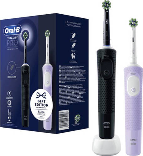 Oral-B Vitality 100 - Duo Zwart en Lila - Gift edition - Elektrische Tandenborstel