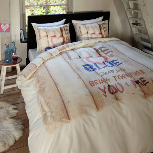 DreamHouse Bedding Love is Blue Dekbedovertrekset Lits Jumeaux 240x200/220 + 2 slopen 60x70 Blauw