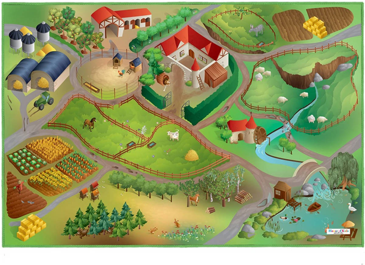 ACHOKA Speelkleed Farm 100 x 150 cm