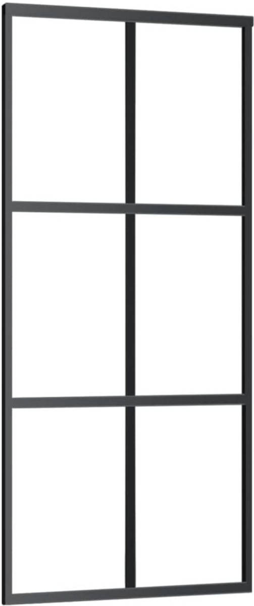 VidaXL Schuifdeur 90x205 cm ESG-glas en aluminium zwart