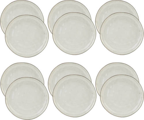 OTIX Diner Bordenset - 12 Persoons - Beige - 26,5cm - Keramiek - LILY