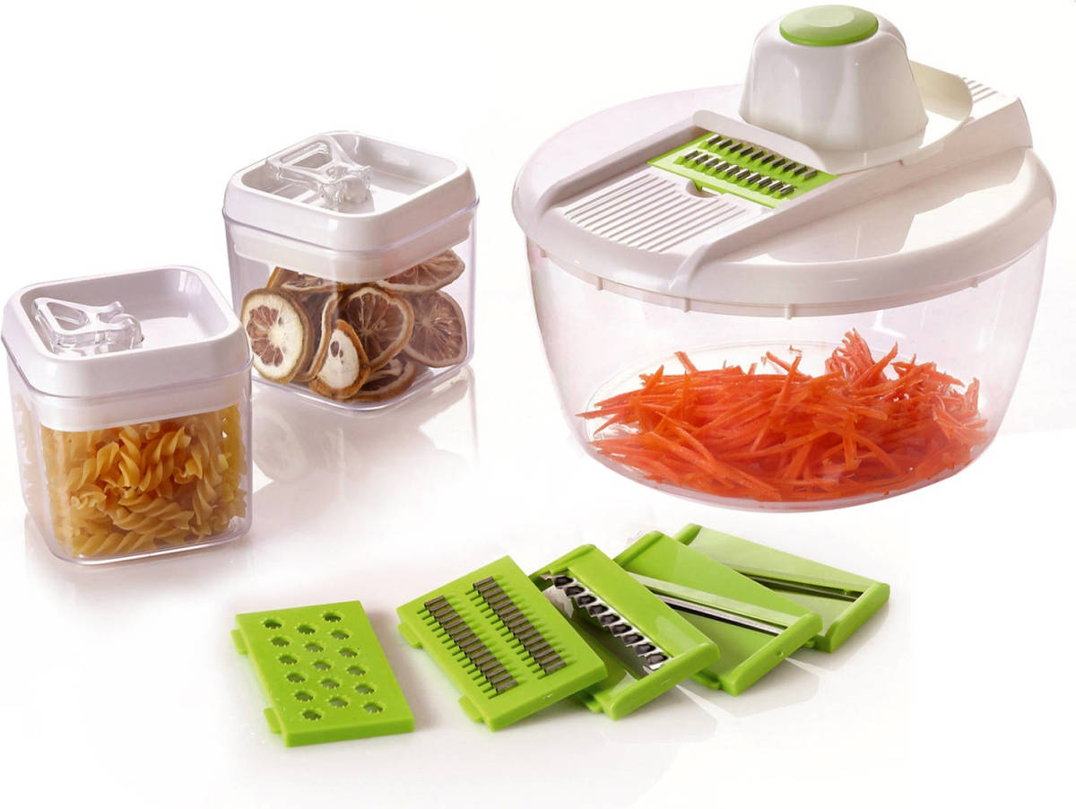Herzberg HG-8032: Vegetable Slicer with Bowl and Storage Container Set