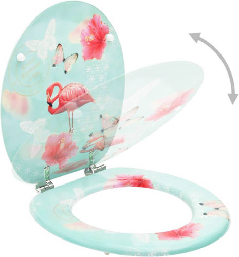 The Living Store Toiletbril - Flamingo - MDF - Chroom-zinklegering - 42.5 x 35.8 cm - 43.7 x 37.8 cm - 28 x 24 cm