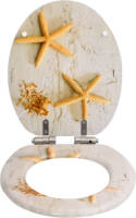 The Living Store Toiletbril - Zeesterren ontwerp - MDF - Soft-close - Verstelbare scharnieren - Geschikt voor meeste