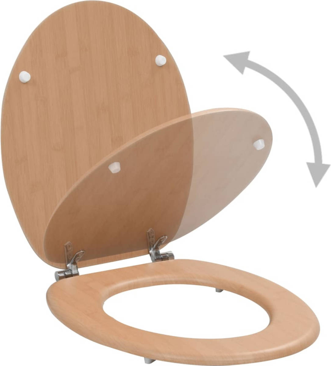 The Living Store Toiletbril - MDF - Chroom-zinklegering - 42.5 x 35.8 cm - 43.7 x 37.8 cm - 28 x 24 cm - 5 cm