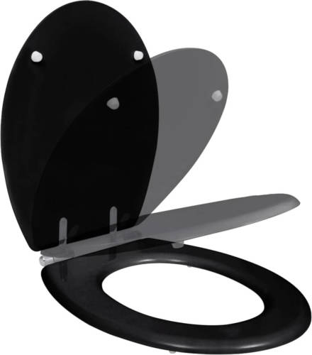 The Living Store Toiletbril - Soft-Close - Zwart - Totale afmetingen- 45 x 36 x 5 cm - Zitting- 42.5 x 36 cm - MDF