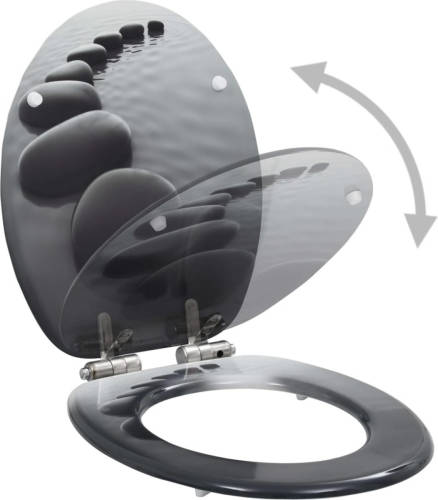 The Living Store Toiletbril - Stenen ontwerp - Soft-close - Geschikt voor meest voorkomende toiletmaten - MDF deksel