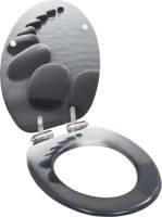 The Living Store Toiletbril - Stenen ontwerp - Soft-close functie - MDF - Chroom-zinklegering - 42.5 x 35.8 cm - 43.7 x