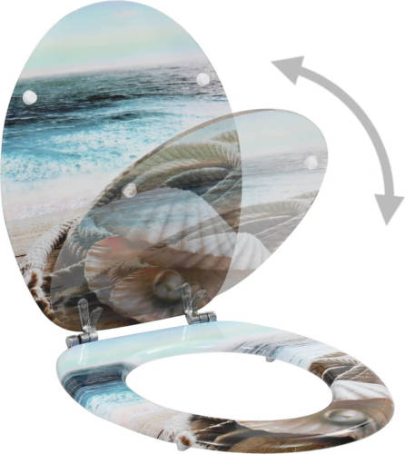 The Living Store Toiletbril Shell Design - MDF - Chroom-zinklegering - 42.5 x 35.8 cm - 43.7 x 37.8 cm - 28 x 24 cm - 5