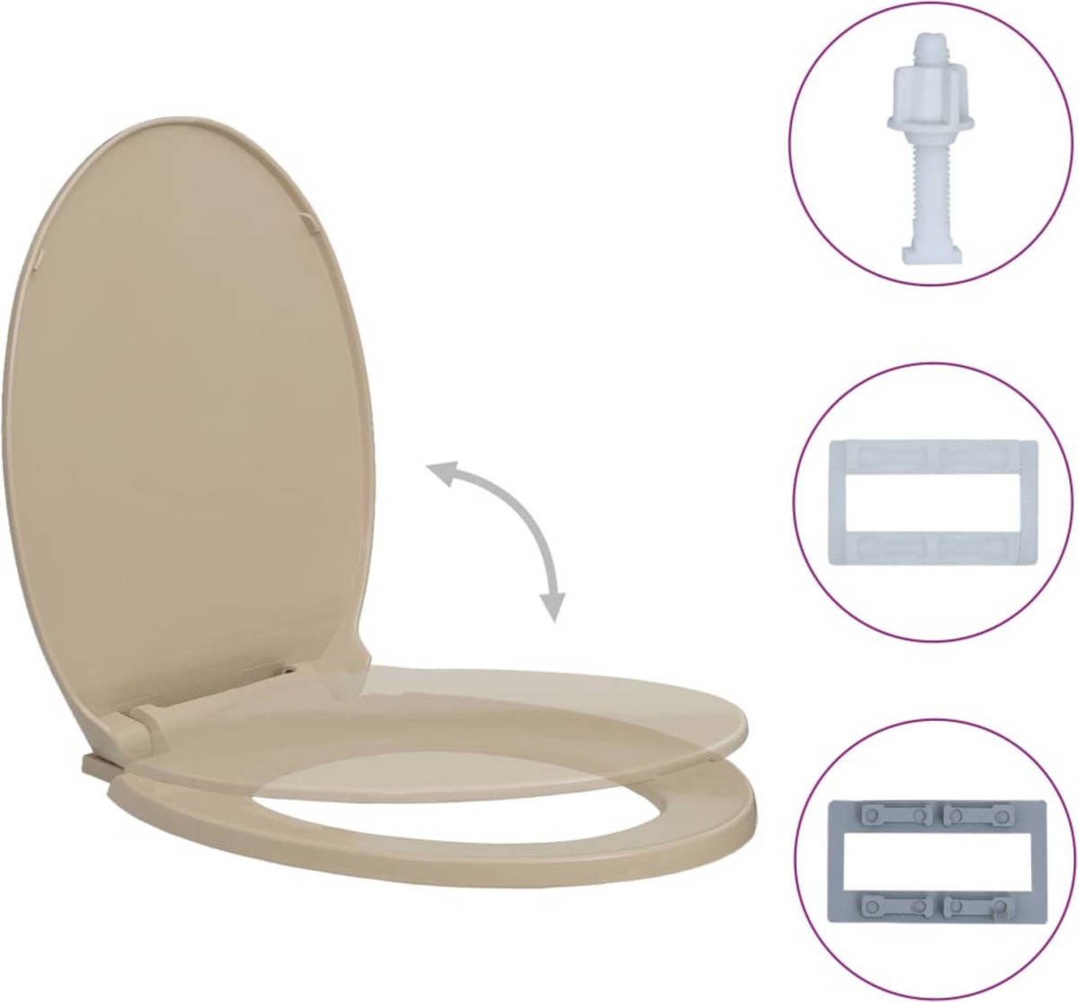 The Living Store Toiletbril - Hoogwaardige - Toiletbrillen - Afmeting- 46 x 34 cm - Ken- Soft-close - Kleur- Beige
