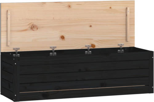 VidaXL Opbergbox zwart 109x36,5x33 cm massief grenenhout
