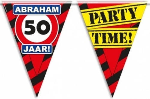 Paperdream Abraham 50 jaar feest vlaggetjes slingers 10 meter - Vlaggenlijnen
