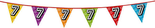 Boland 1x stuks vlaggetjes slingers 7 jaar thema versiering - Vlaggenlijnen