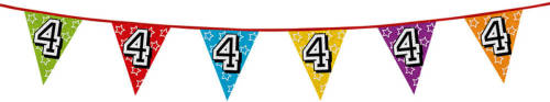 Boland 1x stuks vlaggetjes slingers 4 jaar thema versiering - Vlaggenlijnen