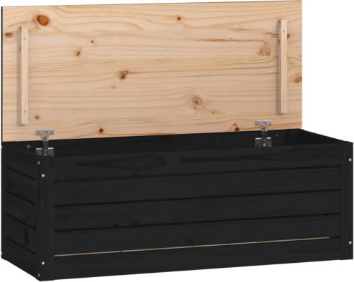 VidaXL Opbergbox zwart 89x36,5x33 cm massief grenenhout