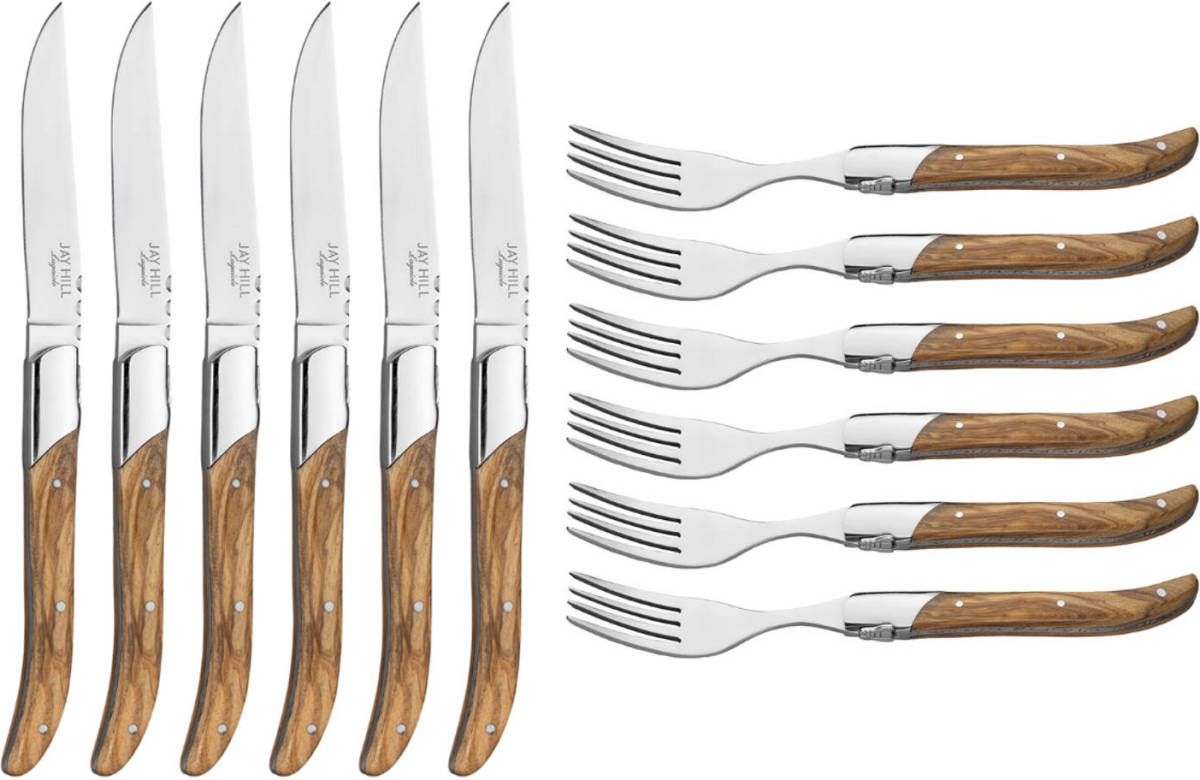 Jay Hill Steakbestek Laguiole - Olijfhout - 12 Stuks