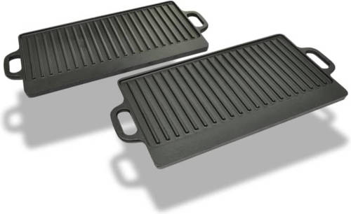 VidaXL Grillplaat gietijzer dubbelzijdig 38x23 cm 2 st