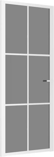 VidaXL Binnendeur 83x201,5 cm ESG-glas en aluminium wit