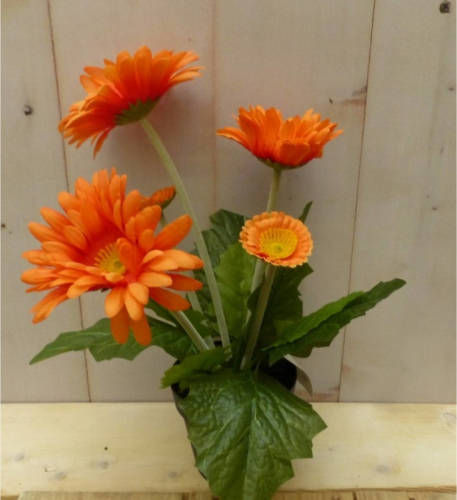 Warentuin Mix - Kunstgerbera oranje in pot 25 cm