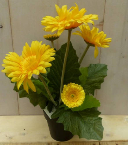 Warentuin Mix - Kunstgerbera geel in pot 25 cm