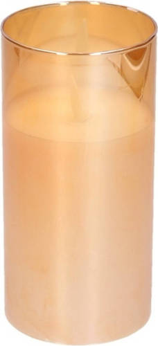 Peha Luxe LED kaars/stompkaars in gouden glas 15 cm flakkerend - LED kaarsen