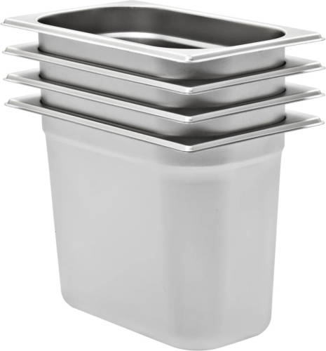 VidaXL Gastronormbakken 4 st GN 1/4 200 mm roestvrij staal