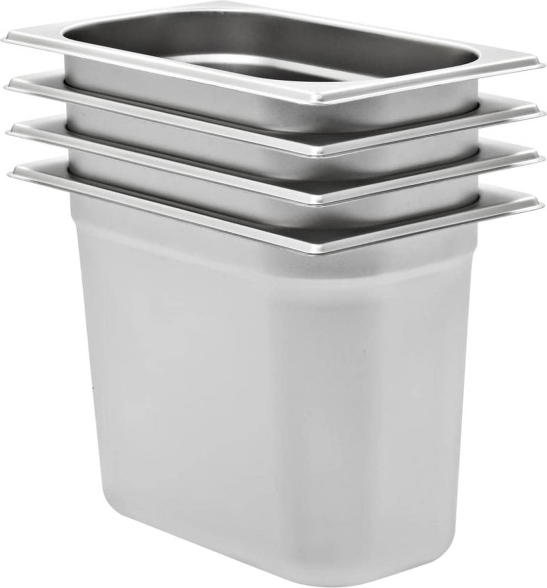VidaXL Gastronormbakken 4 st GN 1/4 200 mm roestvrij staal
