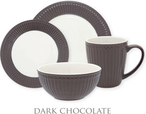 GreenGate Alice Chocolade Bruin Serviesset 4-delig