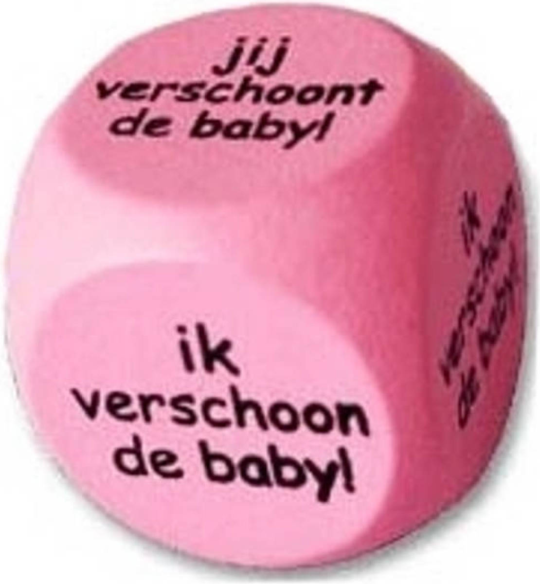 Paperdream Roze dobbelsteen Wie verschoont de baby - Fopartikelen