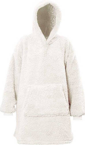 Droomtextiel Hoodie - Oversized hoodie - Teddy Stof - Deken met Mouwen - Off White - One Size - Super Zacht