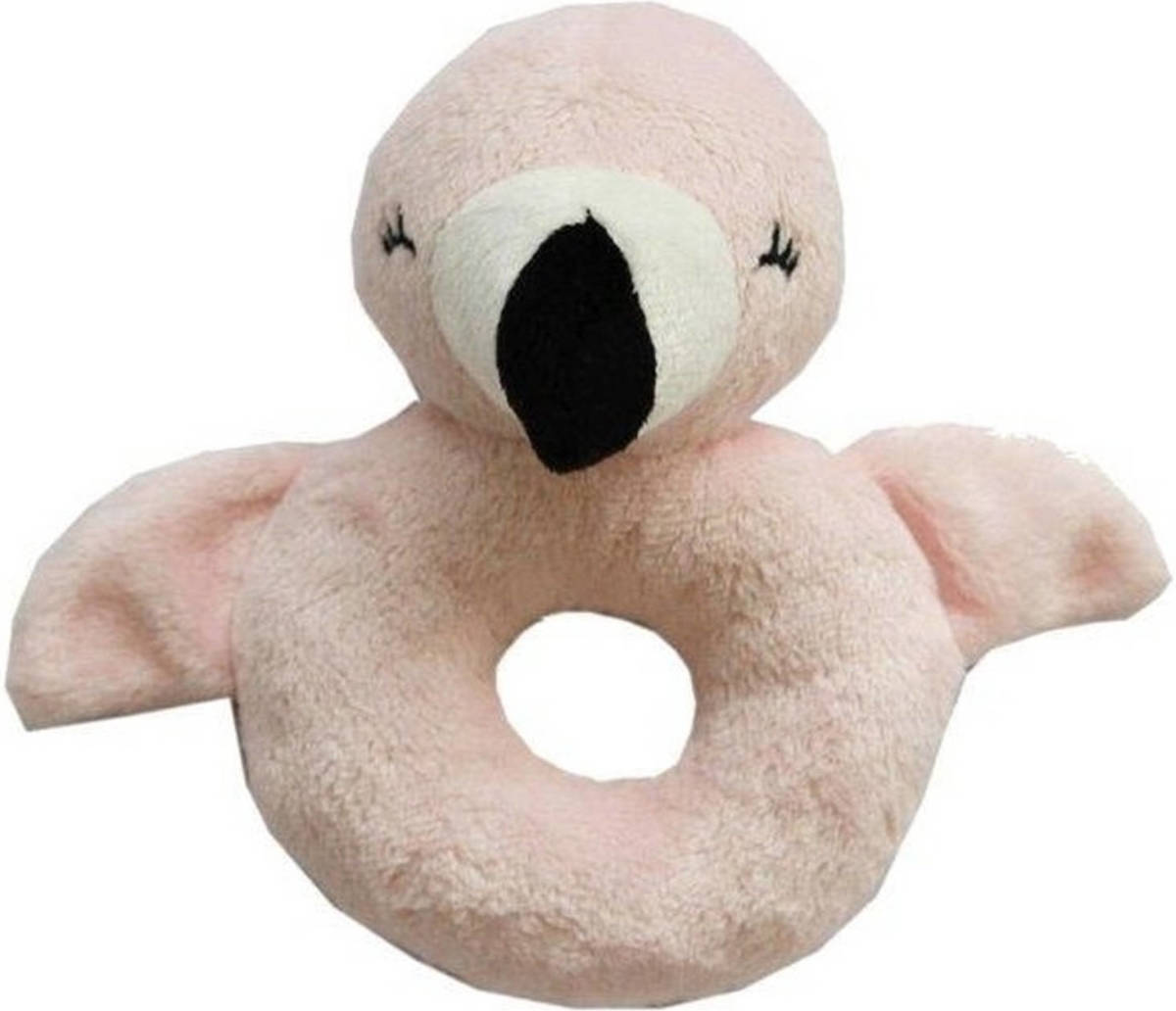 Nature Push Planet Roze knuffel rammelaar flamingo