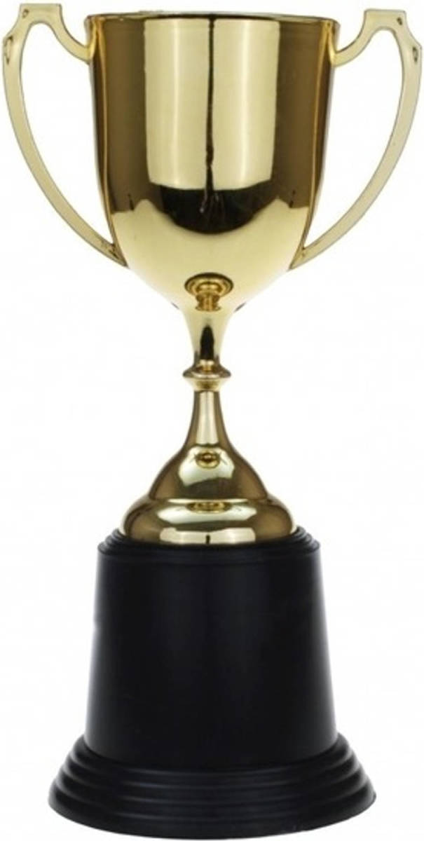 Kruger Gouden winnaars beker/cup/bokaal 22 cm met grote oren - Fopartikelen