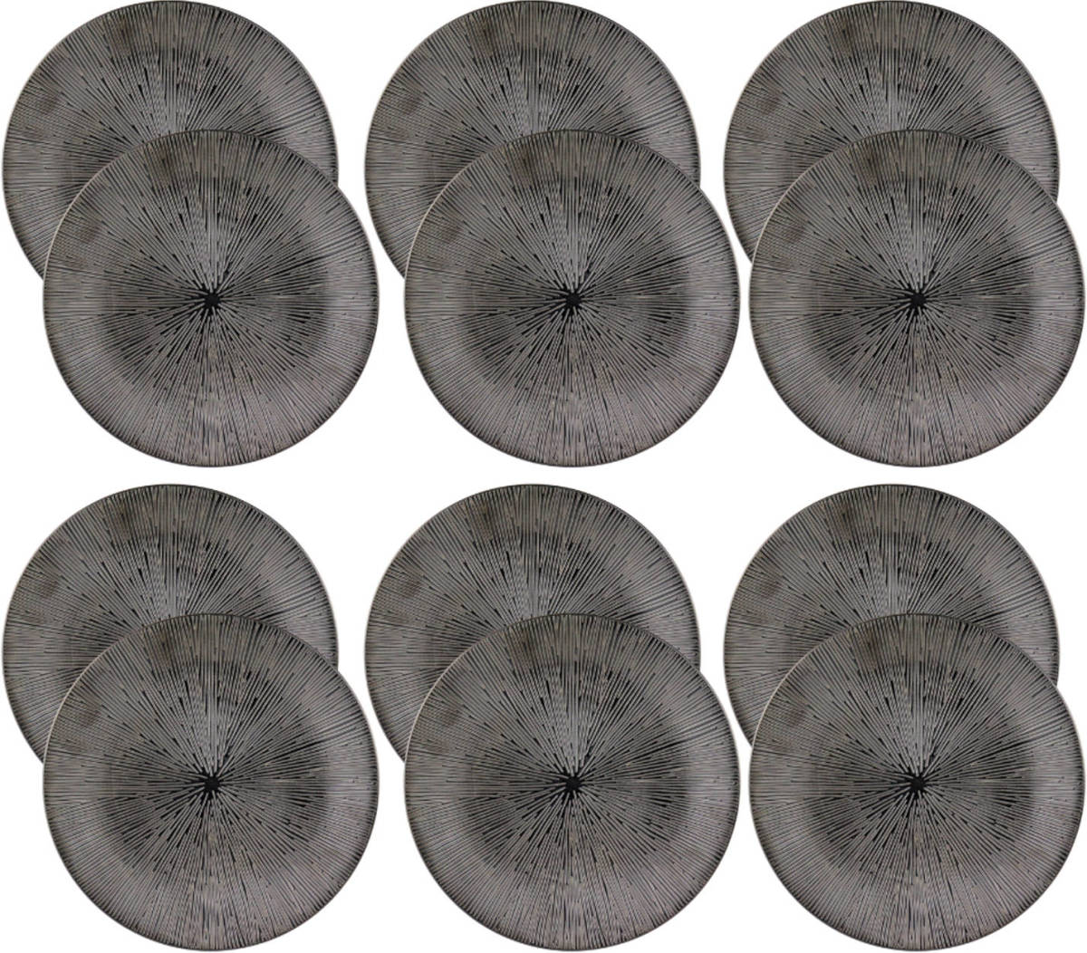 OTIX Diner Bordenset - 12 Persoons - Zwart - 27cm - Keramiek - POPPY