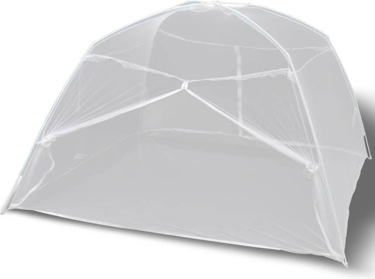 The Living Store Muskietennet Mongolië - Wit 200x150x145 cm - Glasvezel palen - 225 mesh - Polyester 100%