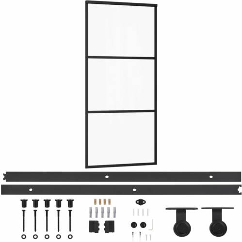VidaXL Schuifdeur met beslag 90x205 cm aluminium en ESG-glas
