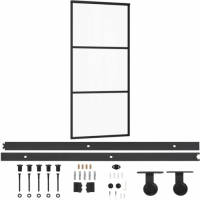 VidaXL Schuifdeur met beslag 90x205 cm aluminium en ESG-glas
