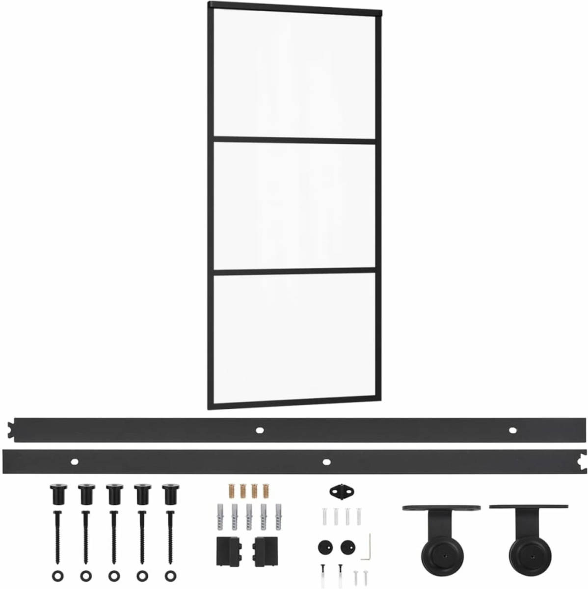 VidaXL Schuifdeur met beslag 90x205 cm aluminium en ESG-glas