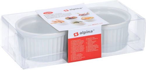 Alpina 2x stuks ovenschaaltjes rond keramiek 9 cm - Ovenschalen