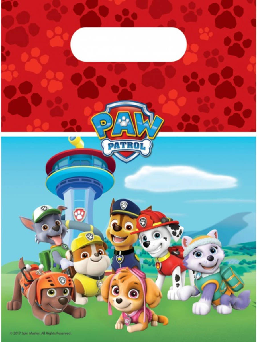 Nickelodeon uitdeelzakjes Paw Patrol junior 30 x 20 cm rood 6 stuks