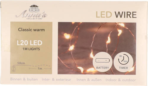 Anna's Collection Koperdraad verlichting met timer warm wit 1 meter - Lichtsnoeren