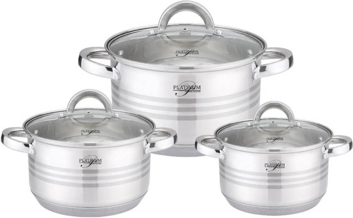 Platinum pannenset RVS zilver 6-delig