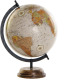 Items Decoratie wereldbol/globe beige op houten voet 28 x 37 cm - Wereldbollen