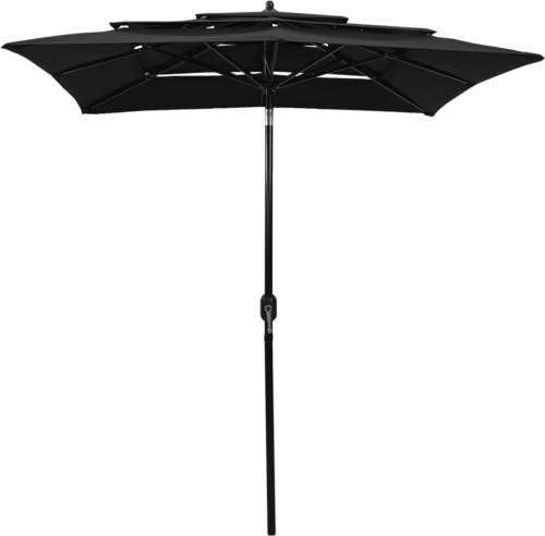 The Living Store Parasol 3-laags - 200 x 200 x 240 cm - UV-beschermend - Zwart